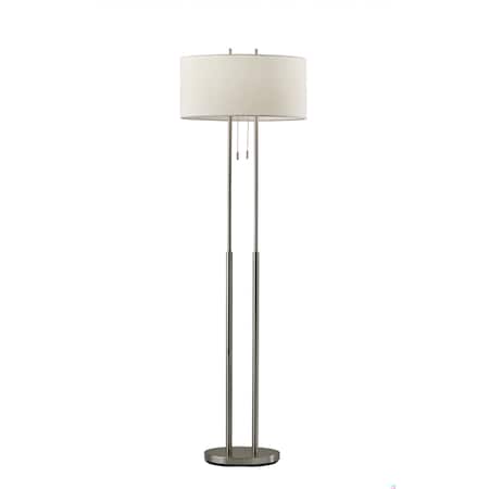 Homeroots Metal Dual Pole Floor Lamp, Brushed Steel 372650